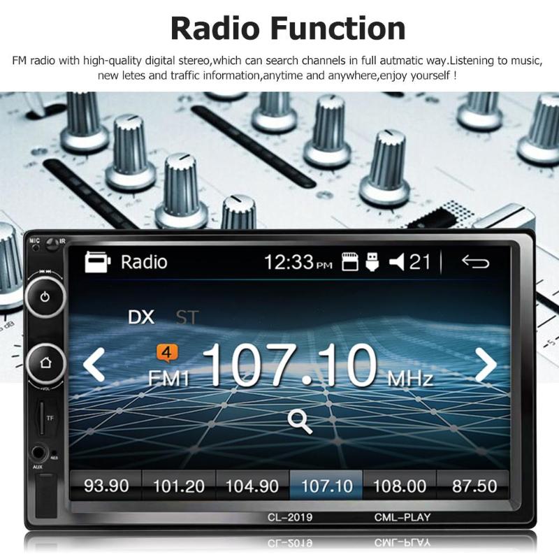 Car Radio 7" HD Touch Screen MP5 Audio Stereo Bluetooth Video Multimedia Player Car Rear View Camera TF USB FM Head Unit New - ebowsos