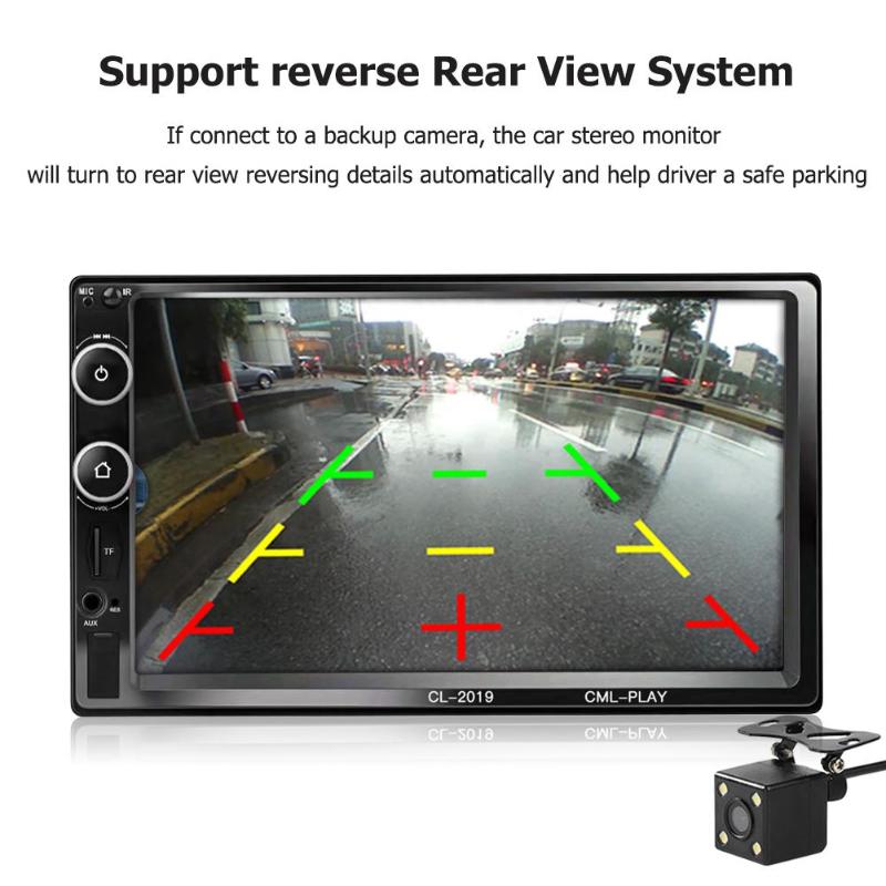 Car Radio 7" HD Touch Screen MP5 Audio Stereo Bluetooth Video Multimedia Player Car Rear View Camera TF USB FM Head Unit New - ebowsos