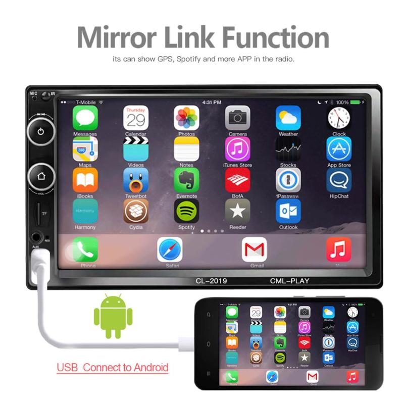 Car Radio 7" HD Touch Screen MP5 Audio Stereo Bluetooth Video Multimedia Player Car Rear View Camera TF USB FM Head Unit New - ebowsos