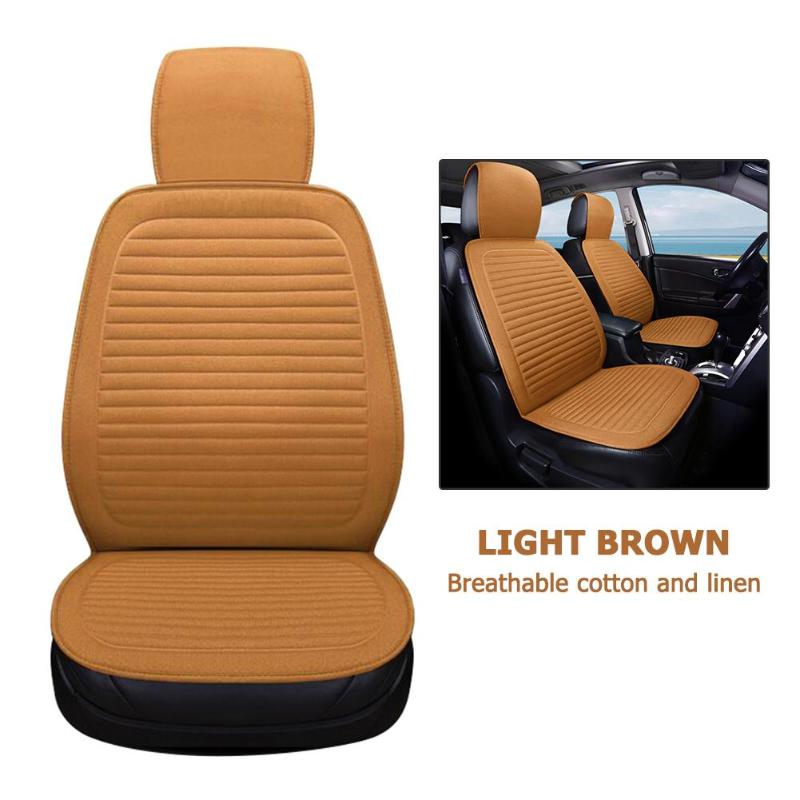 Car Seat Cover Four Seasons Cushion Waterproof Linen Fabric Non-slide Breathable Protector Mat Pad Auto accessories Universal - ebowsos