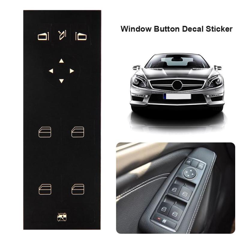 Car Window Button Decal Sticker for MERCEDES-BENZ W204 C250 C300 C350 Black - ebowsos