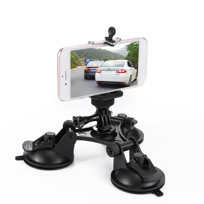 Car Windshield Mount Cell Phone Holder Bracket Triple Suckers Cup Stand Grip for GoPro GPS Support High Quality Cup Bracket - ebowsos