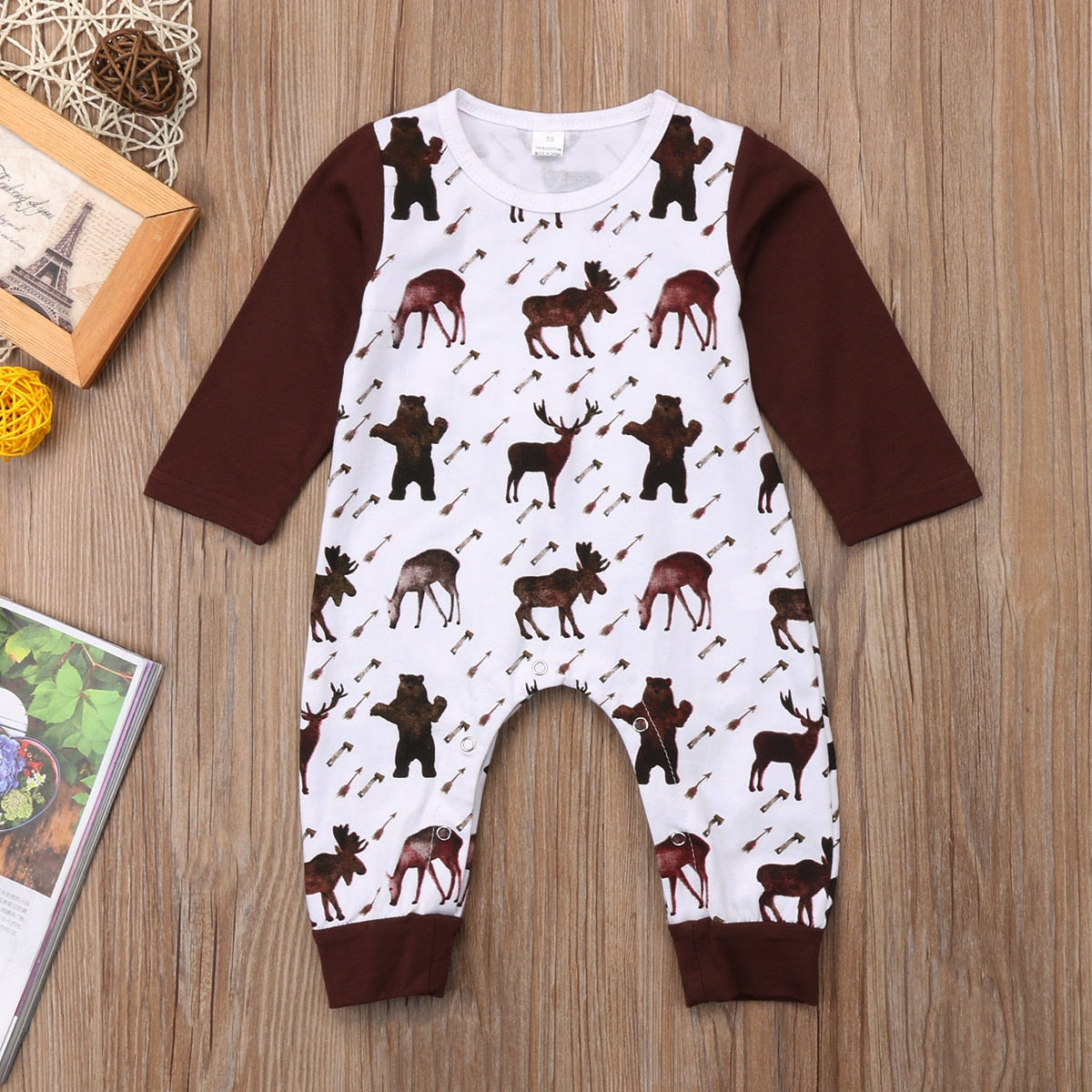 Cartoon Horse Newborn Infant Kids Baby Girl Boy Outfits Romper Jumpsuit Long Sleeve Cotton Xmas Clothes - ebowsos