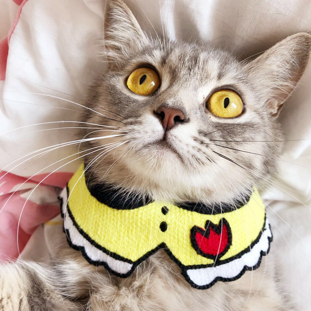 Cartoon Pet Bandana Bibs Scarf Collar Adjustable Pet Cute Heart Neckerchief Scarf Waterproof Saliva Towel Clothing Accessories-ebowsos