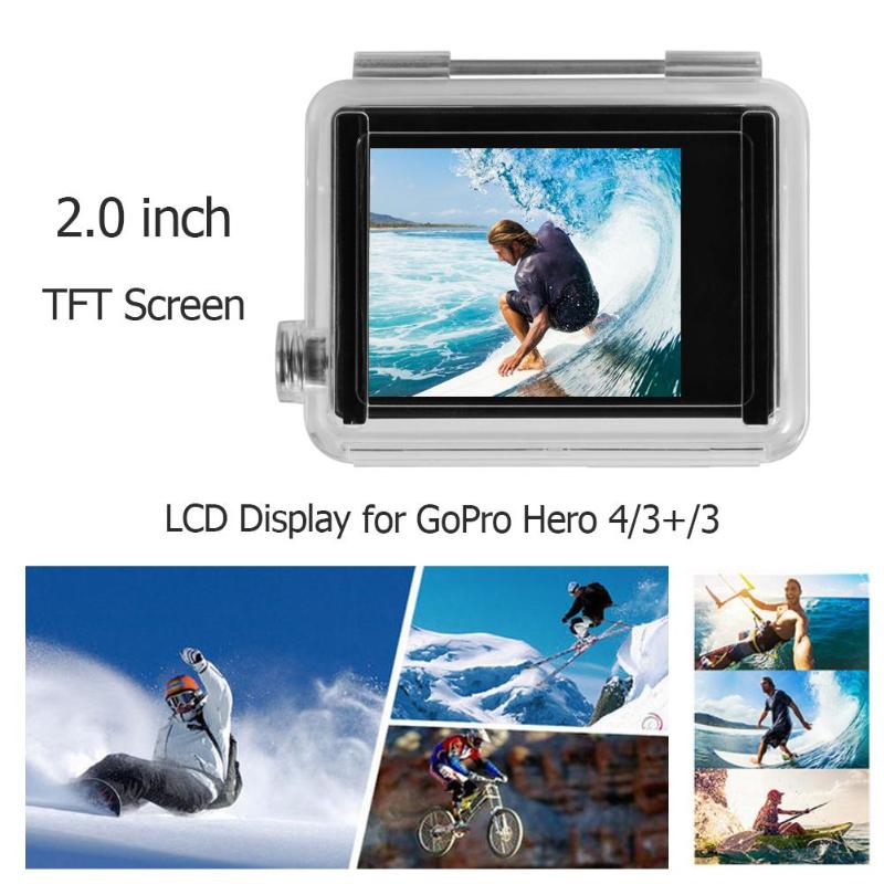 Case for GoPro Hero 2.0 Inch TFT Screen LCD Display+ Waterproof Housing Back Case Cap Cover for GoPro Hero 4 3+ 3 Action Camera - ebowsos