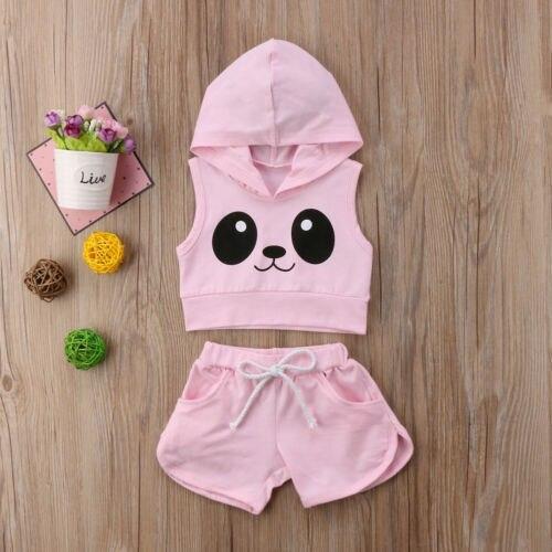 Casual Kids Baby Girls Hoodies Tops Shorts Sport Suit Outfits Clothes Summer Mon - ebowsos