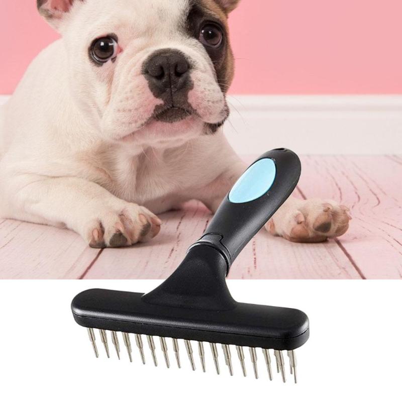 Cat Dog Brushes Double Row Stainless Steel Pins Dogs Rake Deshedding Demating Brush Comb for Furry Animals Dropshipping - ebowsos