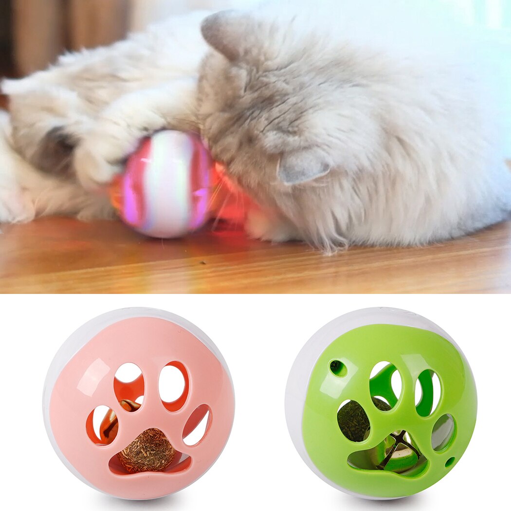 Cat Interactive Hollow Bell Ball Toy Creative Catnip LED Light Cat Exercise Ball Cat Bell Toy Cat Toy Pet Training Supplies-ebowsos