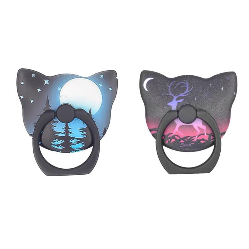 Cat Shape Luminous Self-adhesive Cell Phone Mobile Holder Ring Bracket Stand Base Support Mobile Holder Ring New Arrival Mount - ebowsos
