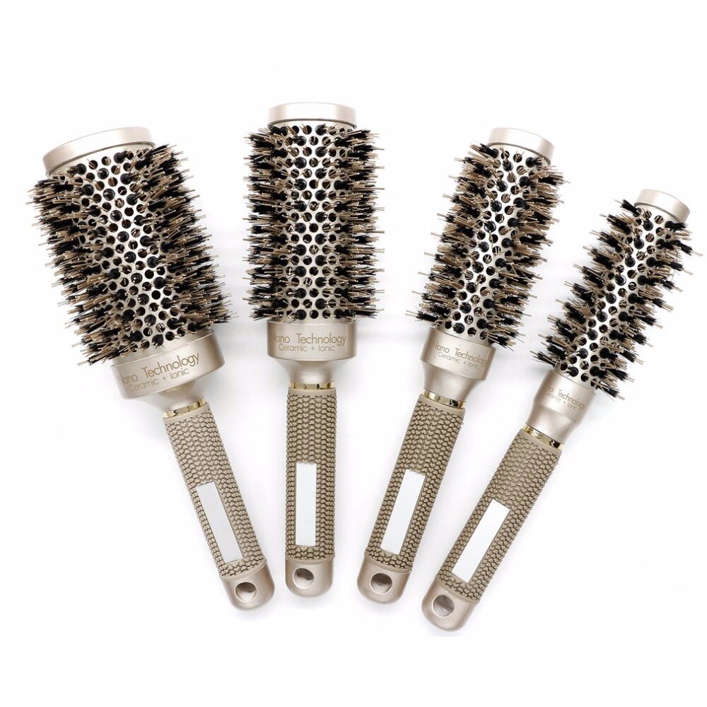 Ceramic Aluminium Professional Tangle Hair Comb Round Hair Brush Hairbrush Hairdressing Combs For Salon Barber Styling Tools - ebowsos