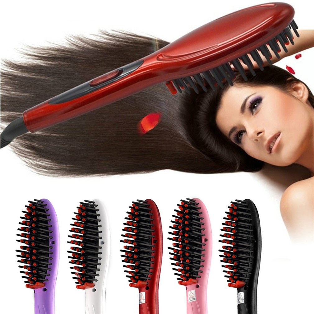 Ceramic Electric Brush Hair Styling Tool traightening Brush Straightener Girls Ladies Comb Care - ebowsos