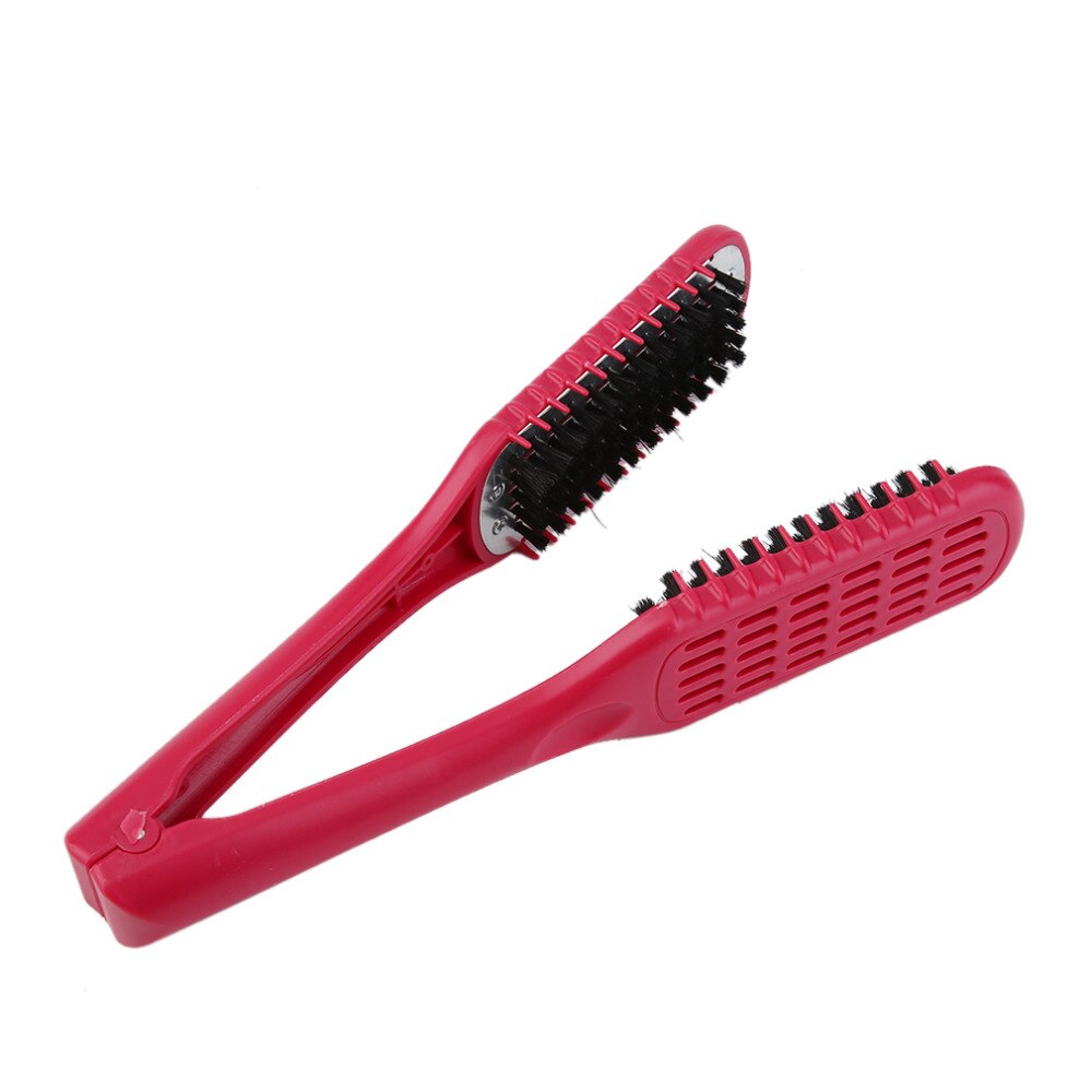 Ceramic Straightening Comb Double Sided Brush Clamp Hair Hairdressing Natural Fibres Bristle Hair Comb Hairstylig Tool - ebowsos