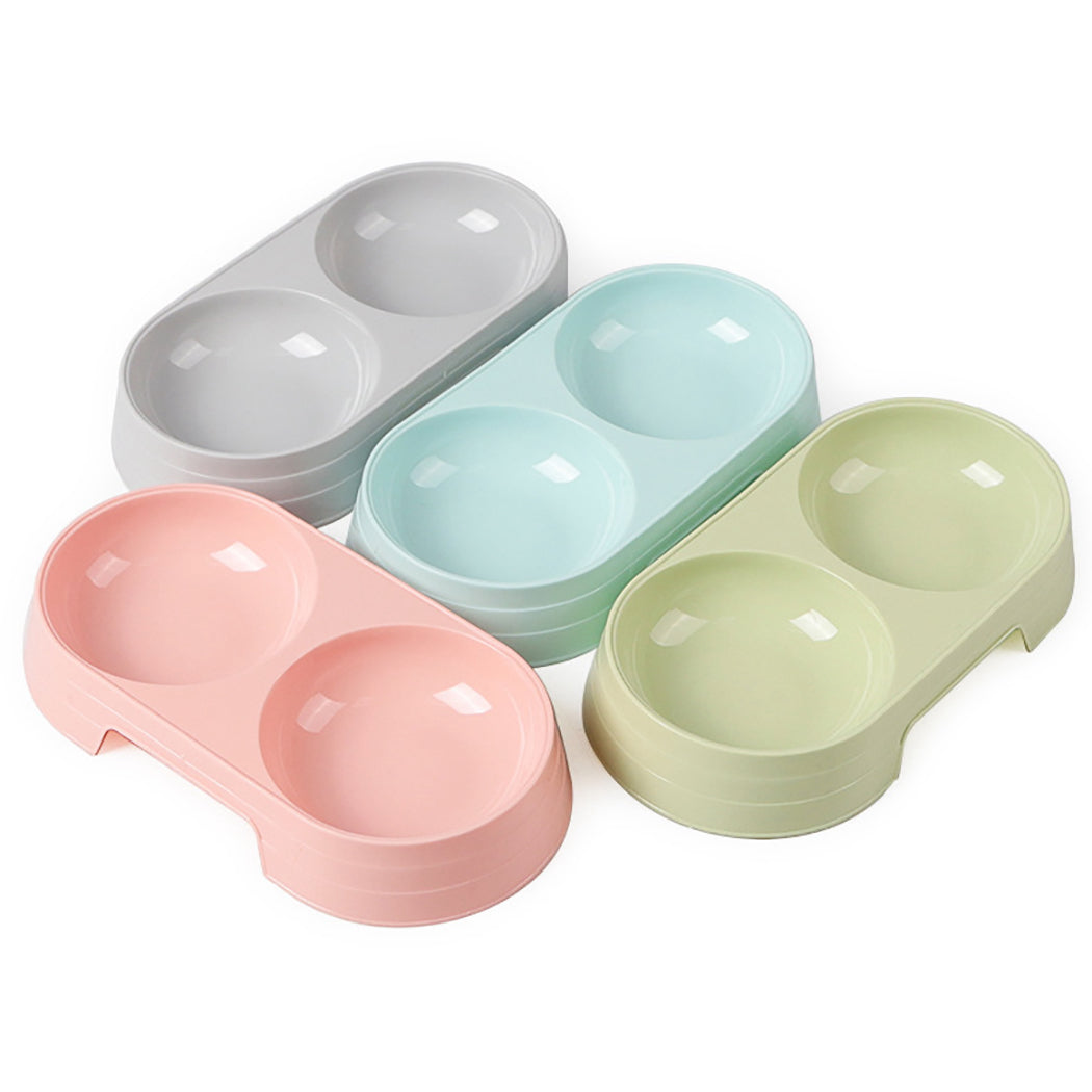 Cheap Candy Color Plastic Pet Double Bowls Creative Easy To Clean Bowl Pet Food Water Feeder Dog Cat Bowl Pet Feeding Supplies-ebowsos