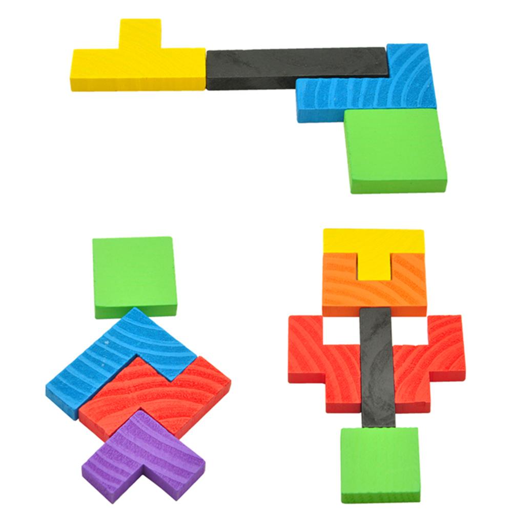 Children Brain Traning Wooden Sorting Nesting Jigsaw Toys 3D Puzzle Tangram Tetris Geometric Shape Game Learning Toys For Kids-ebowsos