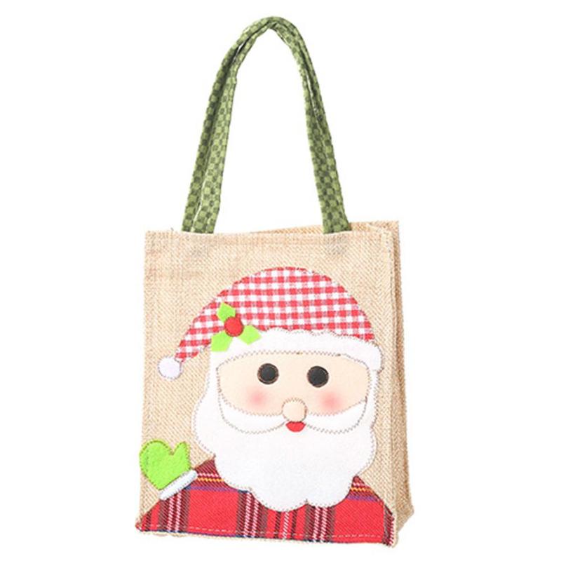 Children Candy Gift Handbag Creative Linen Multi-patterned Cartoon Applique Apple Bag Christmas Decoration Supplies - ebowsos
