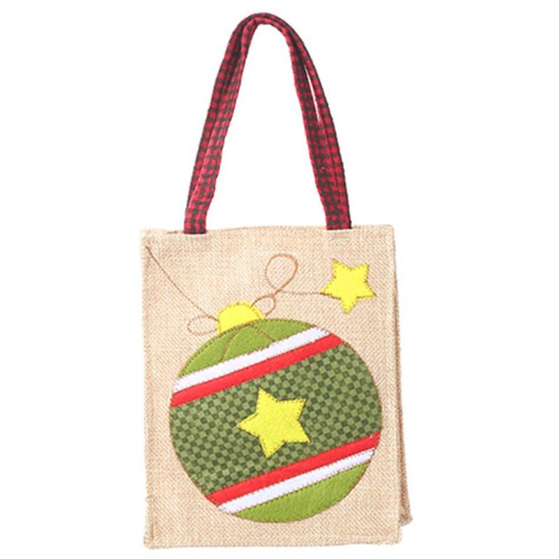 Children Candy Gift Handbag Creative Linen Multi-patterned Cartoon Applique Apple Bag Christmas Decoration Supplies - ebowsos