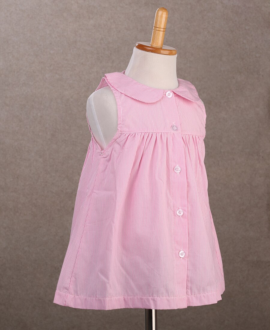 Children Dresses Summer Spring Baby Dress Toddler Girl Striped Sleeveless Cotton Dress Peter pan Neck Dress 0-5t - ebowsos