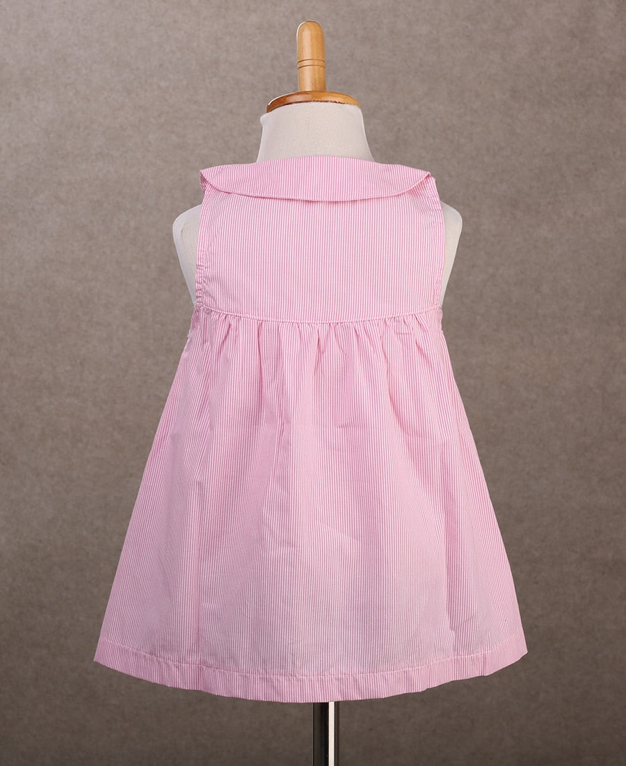 Children Dresses Summer Spring Baby Dress Toddler Girl Striped Sleeveless Cotton Dress Peter pan Neck Dress 0-5t - ebowsos