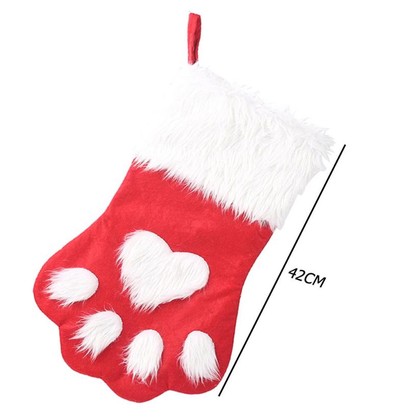 Children Paw Print Shape Candy Gift Bag Apple Bags Nonwovens Drawing Rope Control Beautiful Fashion Merry Christmas Supplies - ebowsos