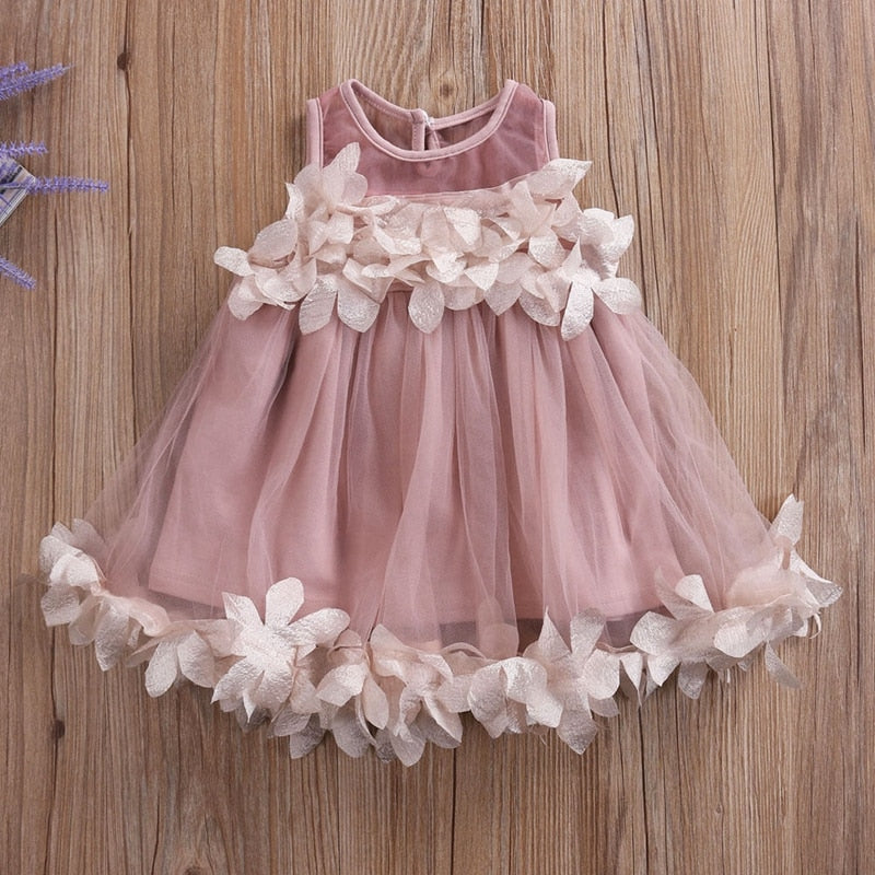 Children Princess Clothing Girls Party Dress Pageant Toddler Kids Girls Pricness Bridesmaid Tulle Petal Formal Party Dresses - ebowsos
