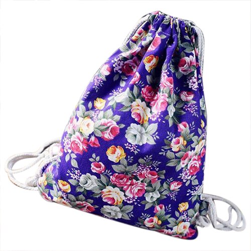 Chinese Womens Floral Canvas Backpack Fashion School bags Drawstring Backpack Bags - ebowsos