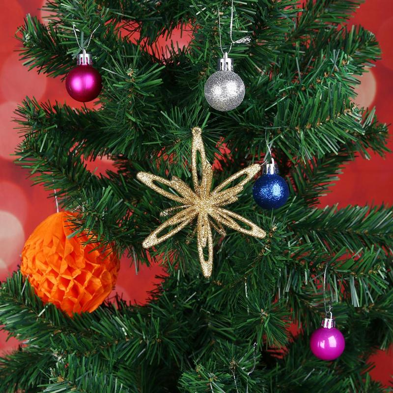 Christmas 3D Leaf Shape Glitter Pendant Ornaments Xmas Tree Decoration - ebowsos