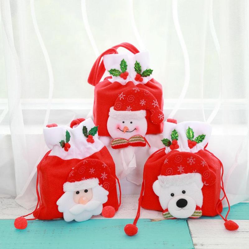 Christmas Candy Bag Gift Bags Santa Claus Handbags Xmas Decoration Gifts - ebowsos