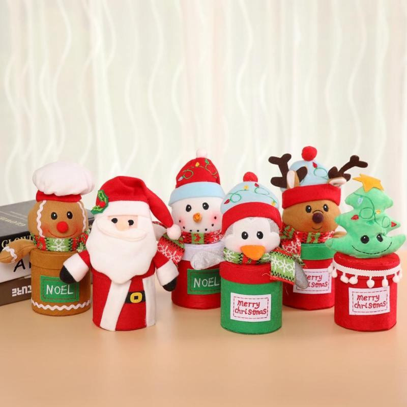 Christmas Candy Jar Santa Claus Snowman Gift Box Xmas Ornaments Home Decor - ebowsos