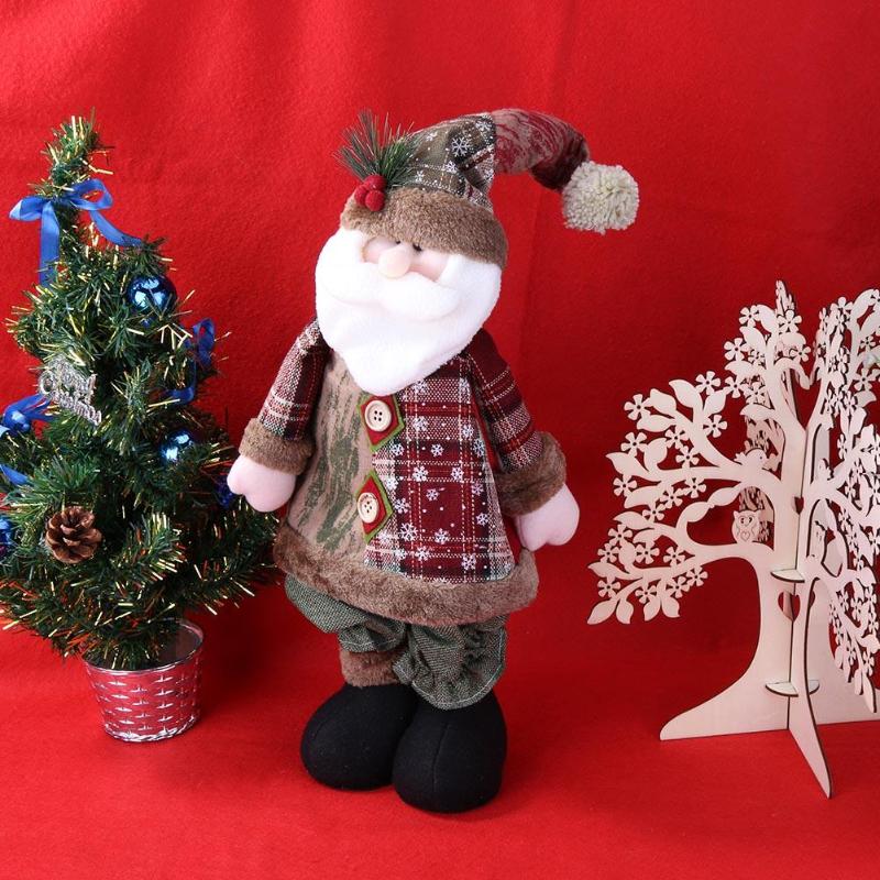 Christmas Flannelette Santa Claus Showcase Windows Doll Xmas Party Ornament - ebowsos