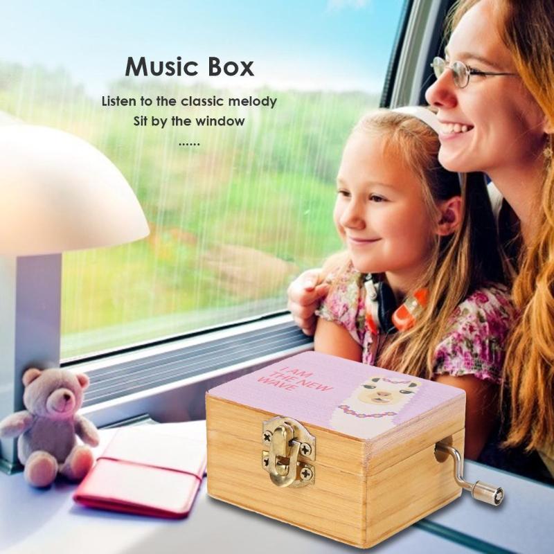 Christmas Gift Wide Scope of Application Birthday Party Ornament Wooden Hand Cranked Music Box Daily Durability Decoration - ebowsos