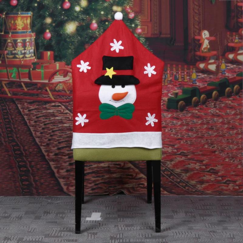 Christmas Half-dimensional Chair Cover Snowman Santa Claus Elk Chair Cover - ebowsos
