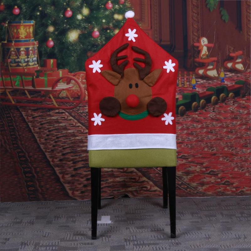 Christmas Half-dimensional Chair Cover Snowman Santa Claus Elk Chair Cover - ebowsos