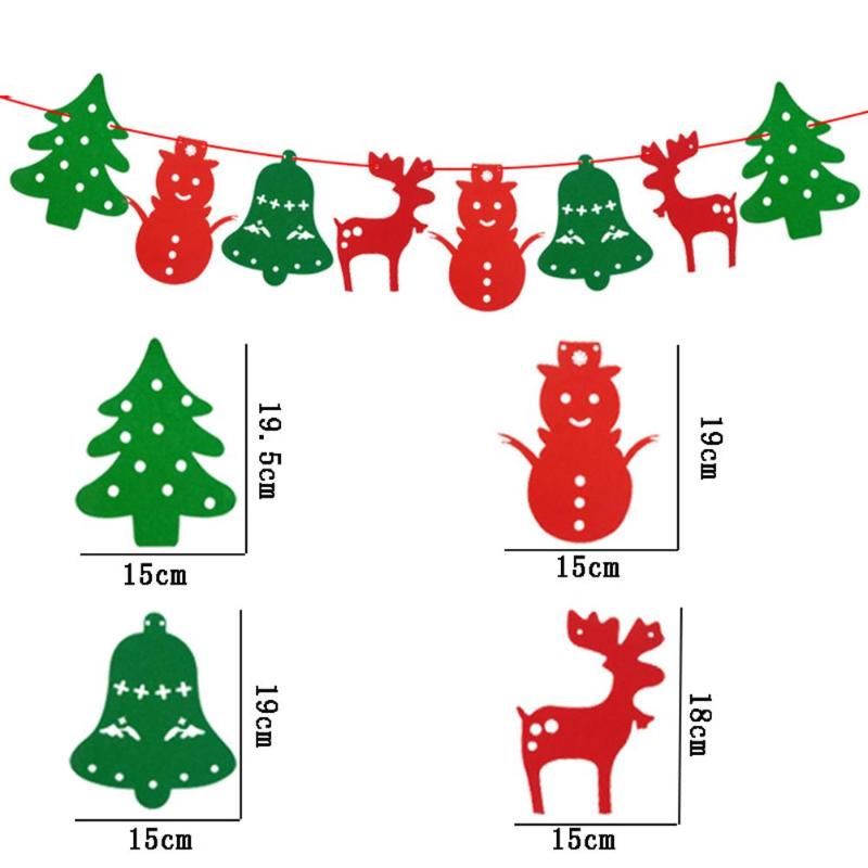 Christmas Hanging Bunting Flags Excellent Durability Nonwovens Process Banner DIY Xmas Tree Snowman Pull Pennant Decor - ebowsos