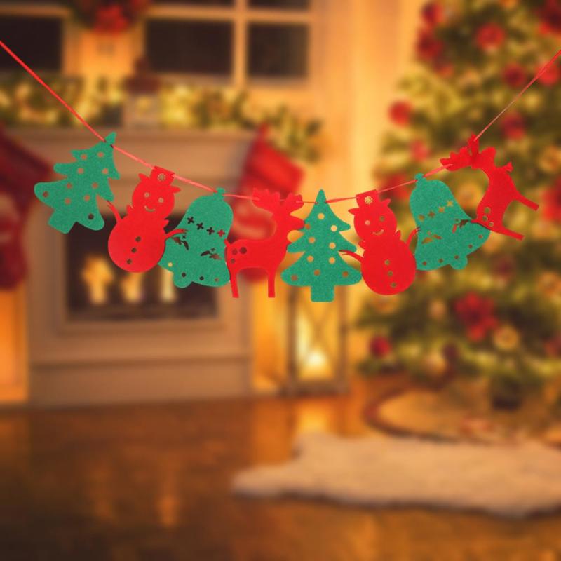 Christmas Hanging Bunting Flags Excellent Durability Nonwovens Process Banner DIY Xmas Tree Snowman Pull Pennant Decor - ebowsos