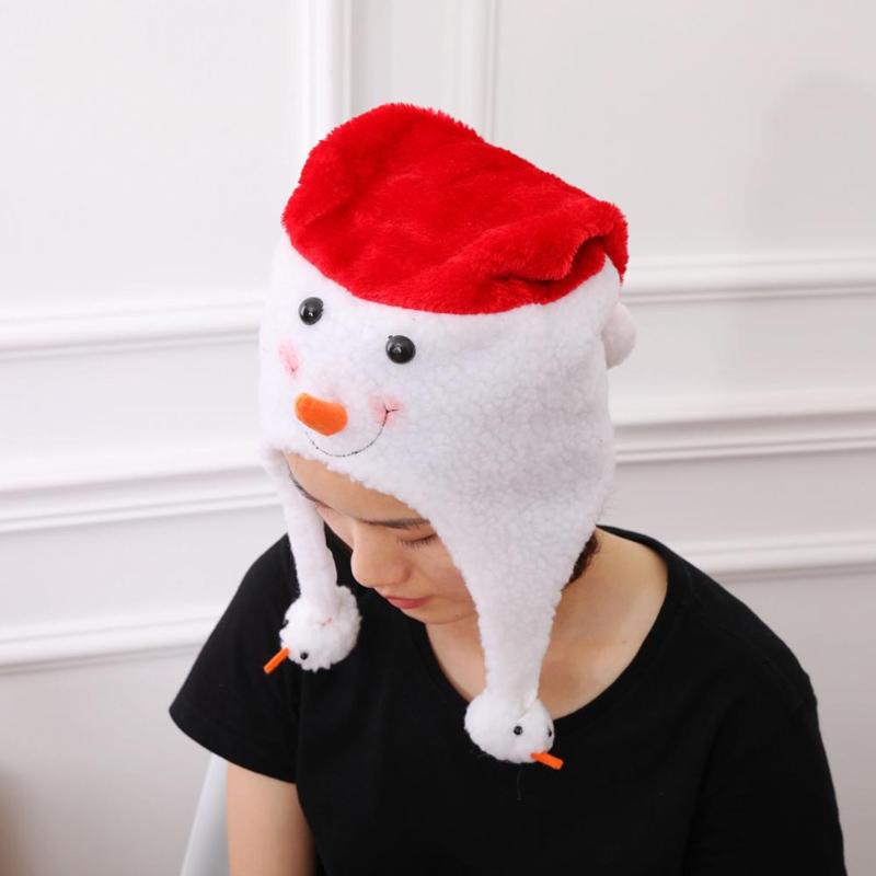 Christmas Hats Santa Claus Snowman Ornaments Plush Cap Xmas Decor Kids Gift - ebowsos