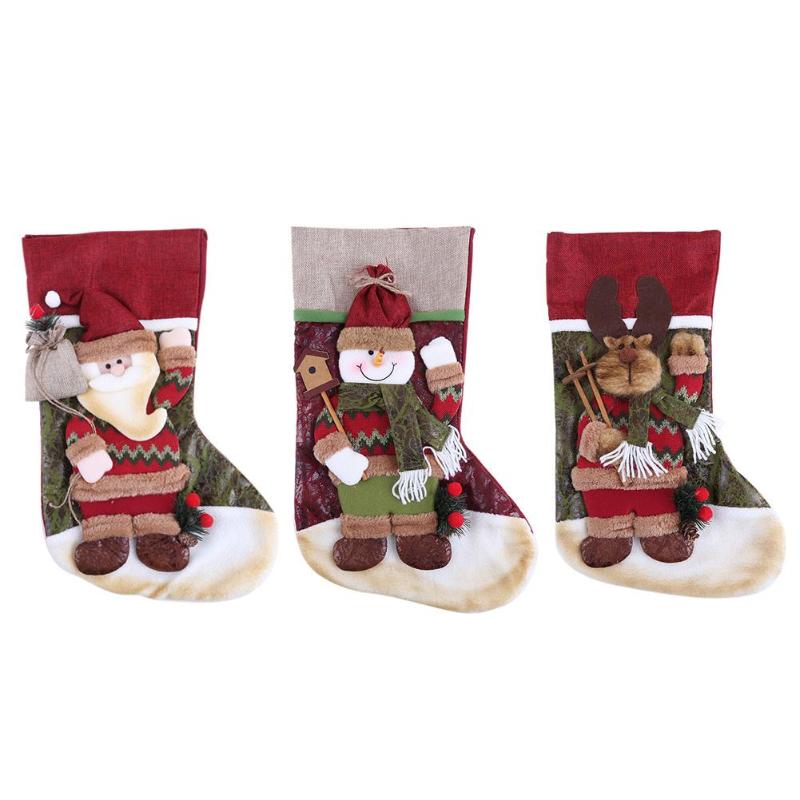 Christmas Large Cartoon Socks Candy Bag Christmas party Ornaments - ebowsos