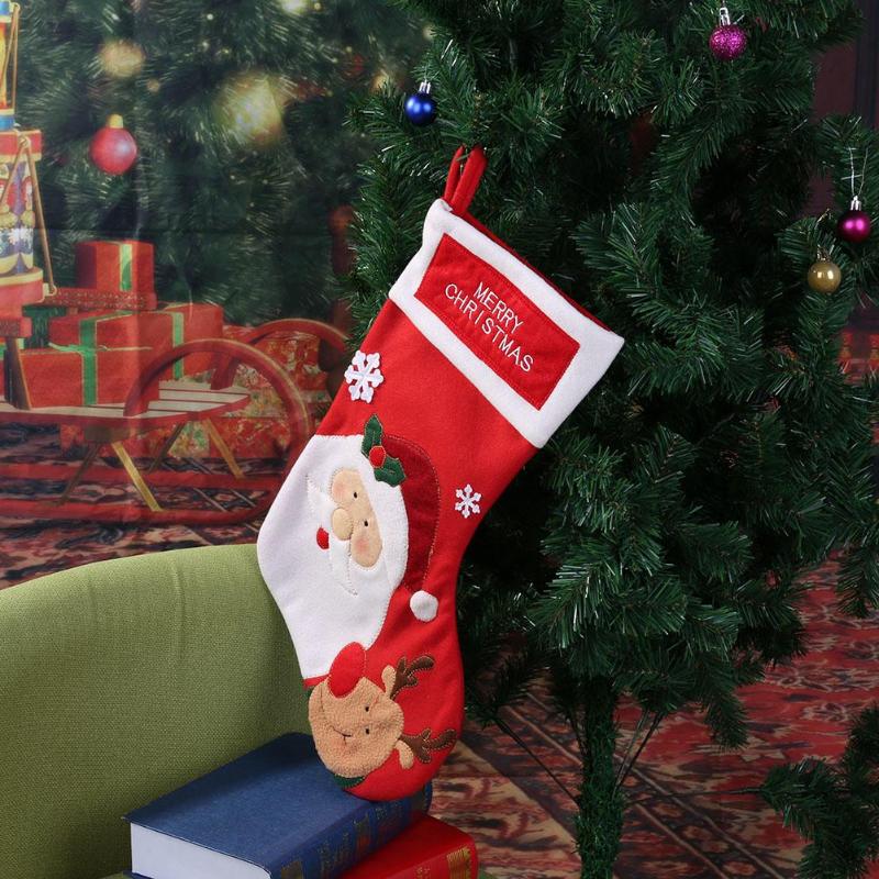 Christmas Party Decor Santa Claus Big Christmas Stocking Candy Socks - ebowsos