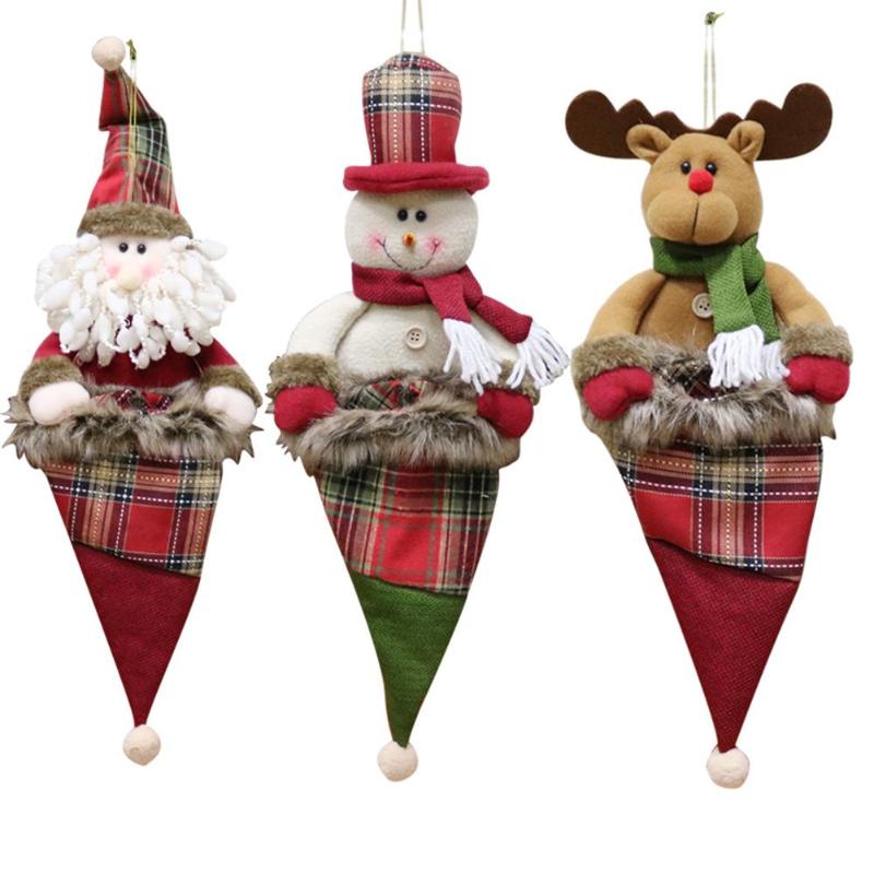 Christmas Santa Claus/Snowman/Elk Kids Gift Bag Candy Bag Pouch Xmas Crafts - ebowsos