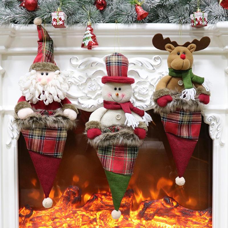 Christmas Santa Claus/Snowman/Elk Kids Gift Bag Candy Bag Pouch Xmas Crafts - ebowsos