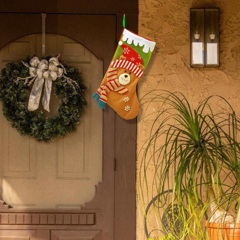 Christmas Santa Claus Stockings Pendant Cloth Ornaments Gift Bag Home Tree Decor Necessary Household Festival Decor Supplies - ebowsos