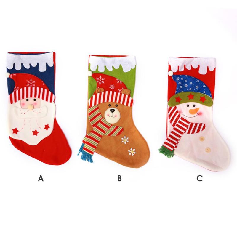 Christmas Santa Claus Stockings Pendant Cloth Ornaments Gift Bag Home Tree Decor Necessary Household Festival Decor Supplies - ebowsos