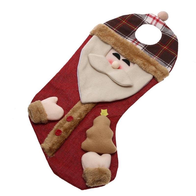 Christmas Stocking Candy Bag Hanging Gift Sock Christmas Pendant Decor - ebowsos