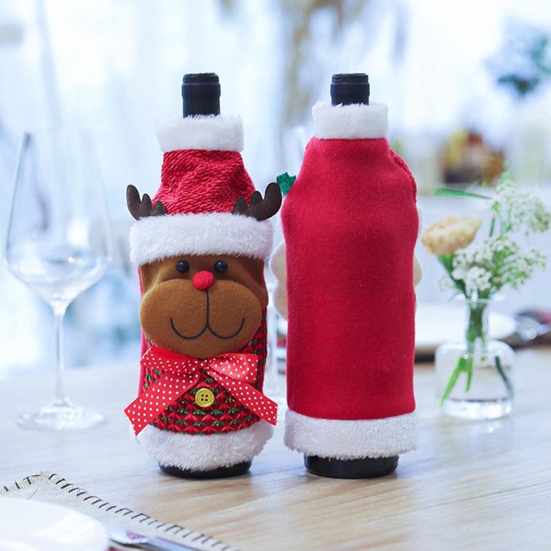 Christmas Supplies Decoration Red Wine Bottle Covers for Home Dinner Party Gifts Creative and Unique Projects Decoration - ebowsos