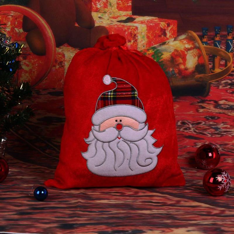 Christmas Velvet Embroidered Pouches Presents Bag Gift Bags D4 - ebowsos