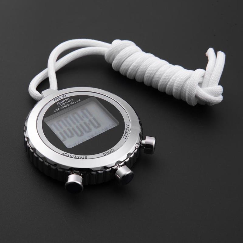 Chronograph Metal Digital Timer Stopwatch Sports Counter Waterproof Handheld LCD Antimagnetic Stopwatch-ebowsos