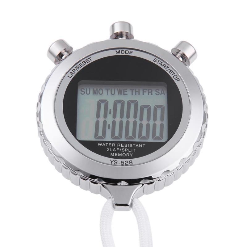 Chronograph Metal Digital Timer Stopwatch Sports Counter Waterproof Handheld LCD Antimagnetic Stopwatch-ebowsos
