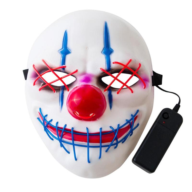 Classic Bigmouth Joker Shaped LED Cold Light Luminous Mask Impact Resistance No Deformation Halloween Role Playing Mask - ebowsos