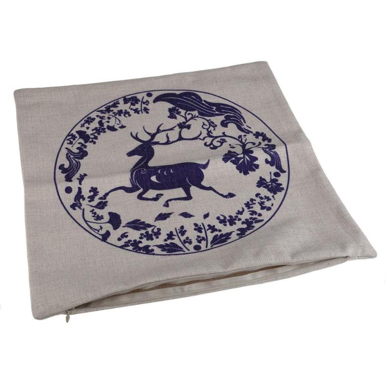 Classic Blue and White Porcelain Pattern Case Classic Chinese Style Home Decorative covers Cotton Linen Cotton Pillow Case - ebowsos