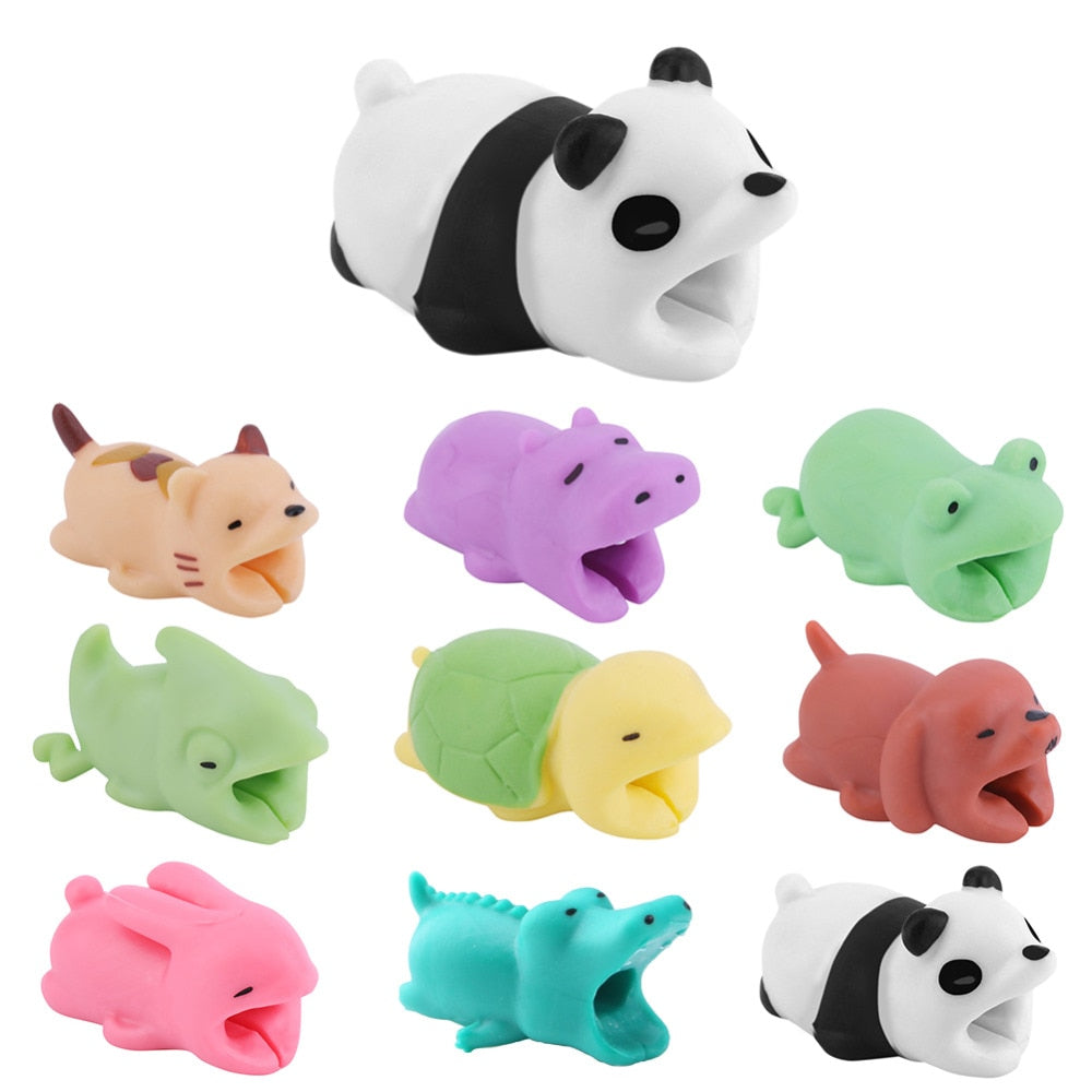 Colorful Cute Bite Cartoon Animal Cable Protector Cord Wire Protection Mini Cover Charging Cable Winder High Quality Protector - ebowsos