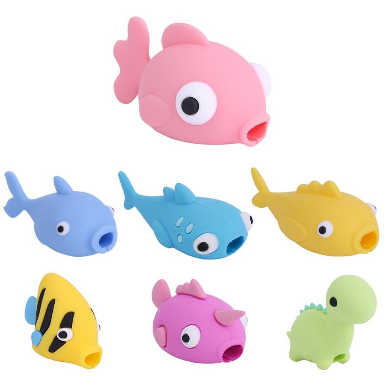Colorful Cute Bite Cartoon Fish Shape Anti Break Cable Protector Cord Wire Protection Charging Cable Protective Cover Promotion - ebowsos